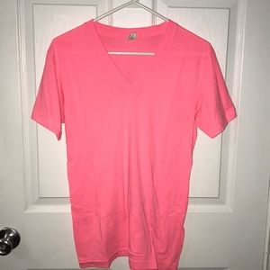 Neon Pink American Apparel V-Neck